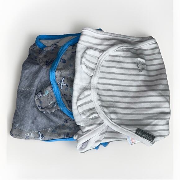 SwaddleMe Baby Swaddles Size Small/Medium Gray Dino & Stripe (Set Of 2) - Picture 1 of 8